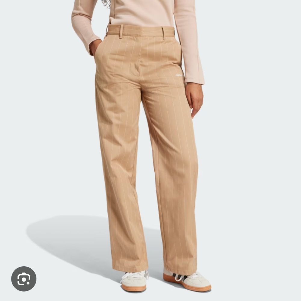 adidas Women's Beige Pinstripe Trousers
